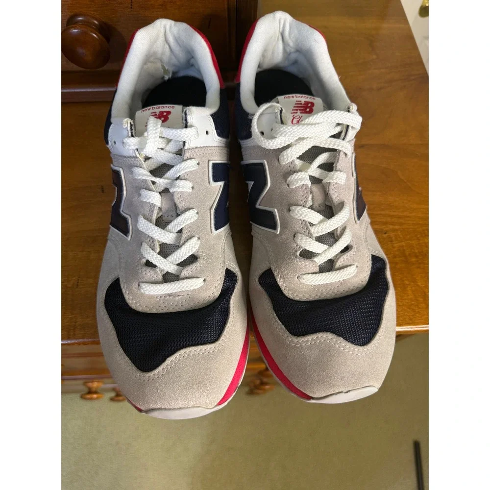 New Balance 574 Classic Mens 12  Grey Navy Red Suede Sneakers ML574 retro